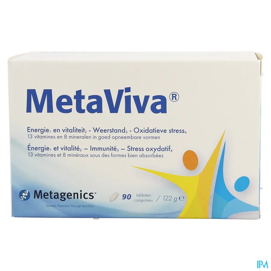 packshot van MetaViva Vitamines en Mineralen voor Energie, Vitaliteit en Weerstand en tegen Oxidatieve Stress 90 Tabletten