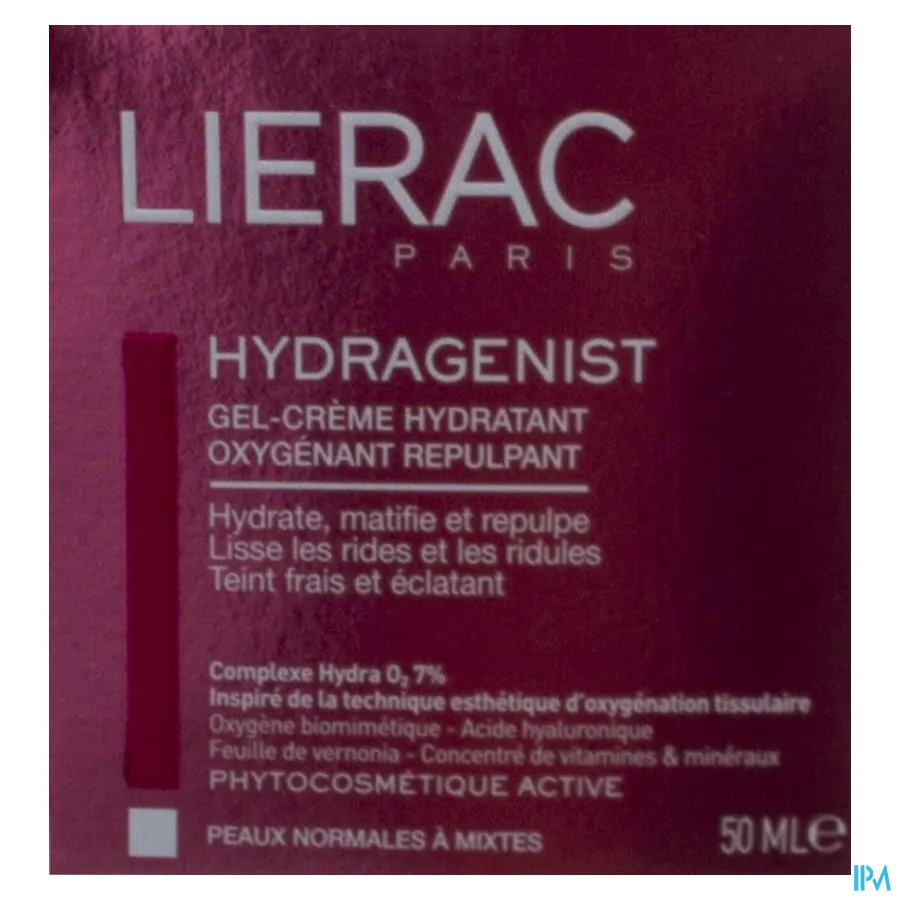 packshot van Lierac Hydragenist Gel-Crème Hydratant Hydraterende Gel-Crème voor Extra Zuurstof en Vollere Huid voor Normale tot Gemengde Huid Pot 50 ml