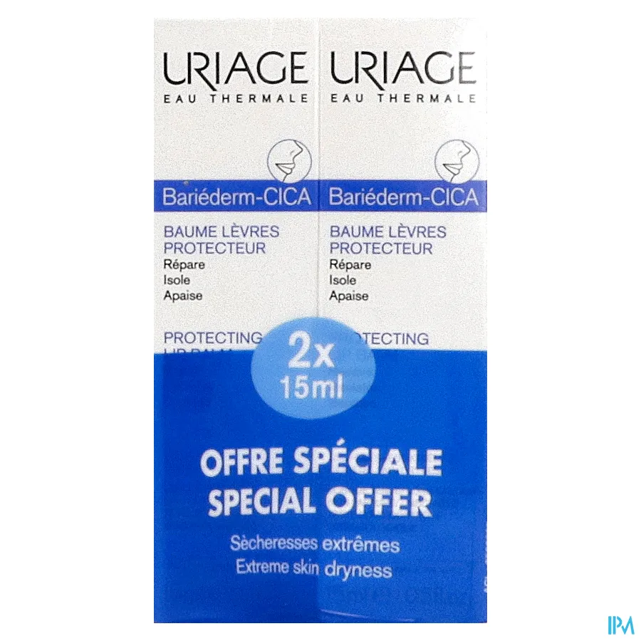 packshot van Uriage Bariéderm Cica Lippenbalsem Promo* 2 x 15 ml
