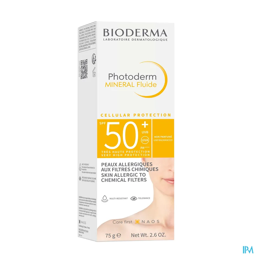 packshot van Bioderma Photoderm Minerale Fluïde SPF 50+ 75 g