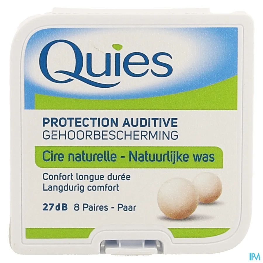 packshot van Quies Gehoorbescherming uit Natuurlijke Was 27 dB 8 Paar