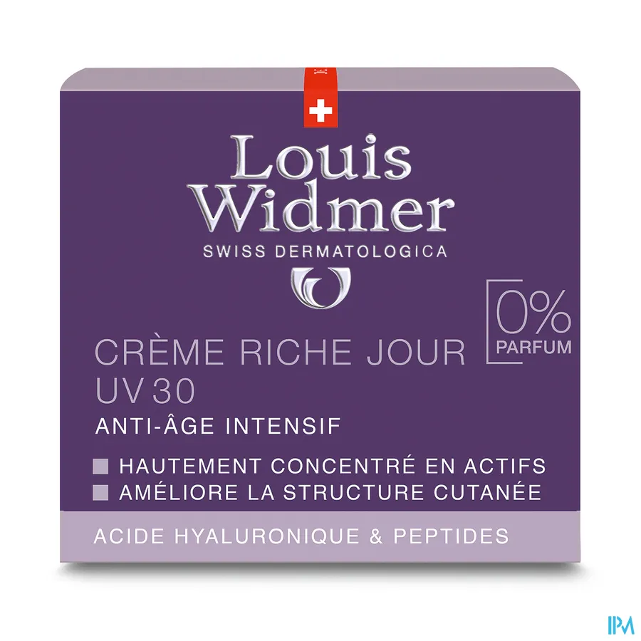 packshot van Louis Widmer Rijke Dagcrème UV 30 met Intensief Anti-Ageing Effect Zonder Parfum Pot 50 ml