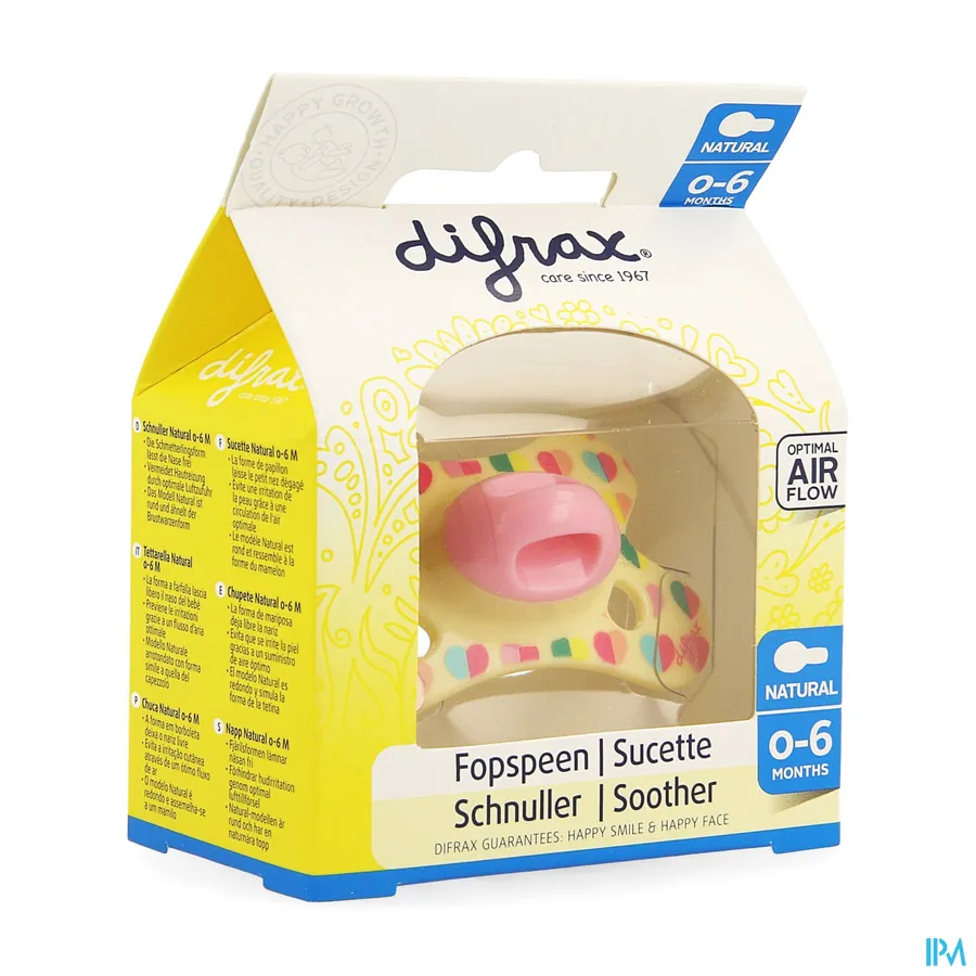 packshot van Difrax Fopspeen Natural 0-6m