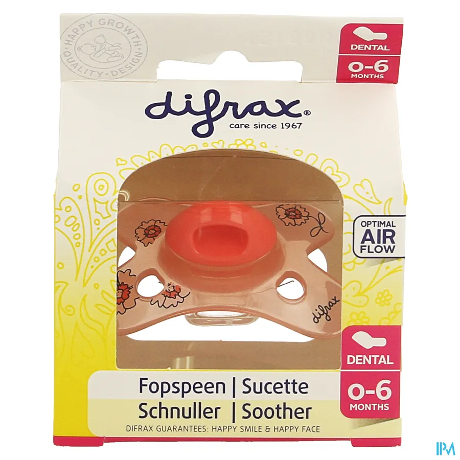 packshot van Difrax Fopspeen Sil Mini-Dental Girl 0-6m