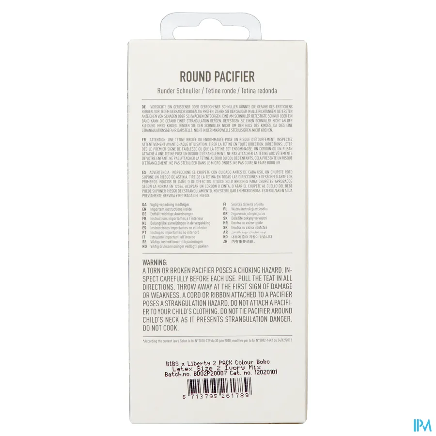 packshot van Bibs 2 Fopspeen Duo Liberty Garden Bobo Ivory 2