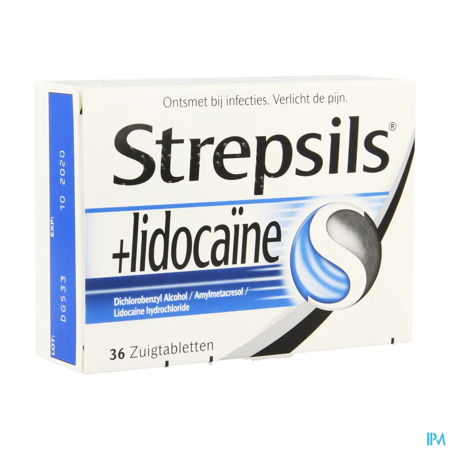 packshot van Strepsils Lidocaïne 36 zuigtabletten