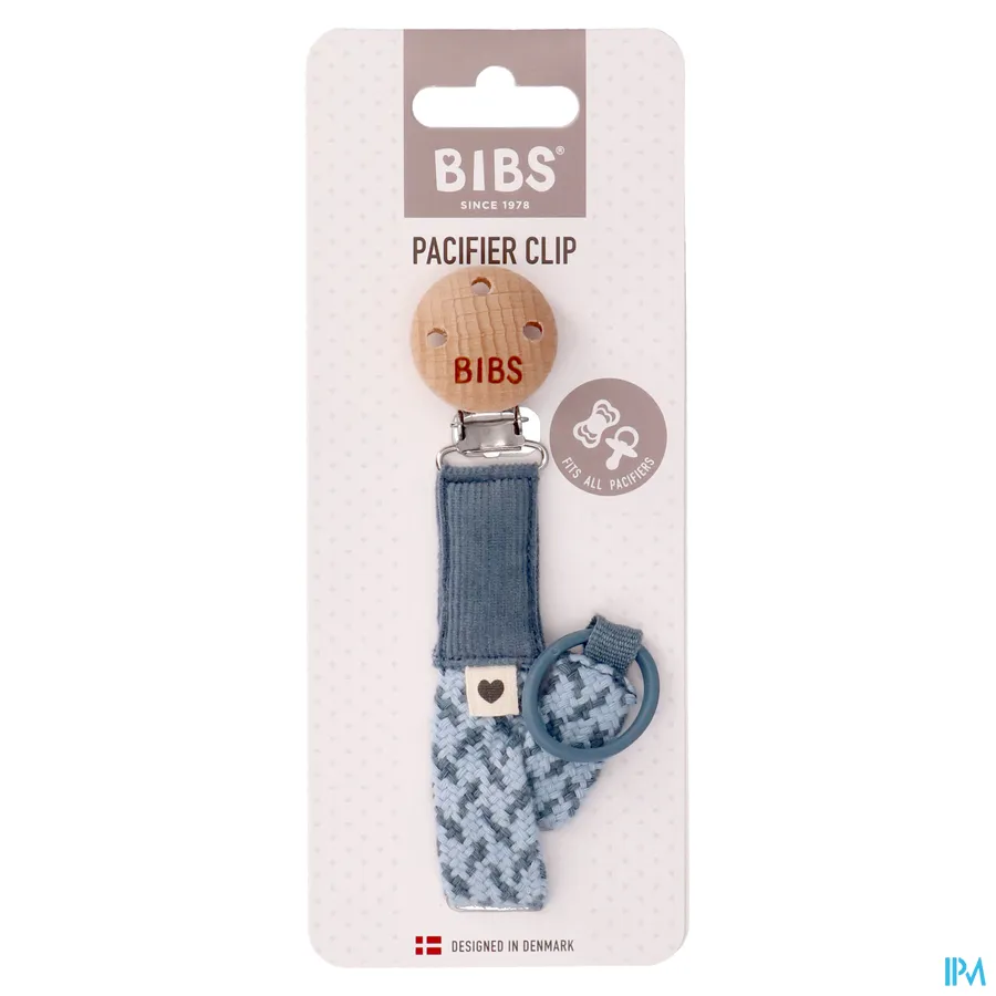 packshot van Bibs Fopspeenketting Braided Petrol & baby Blue