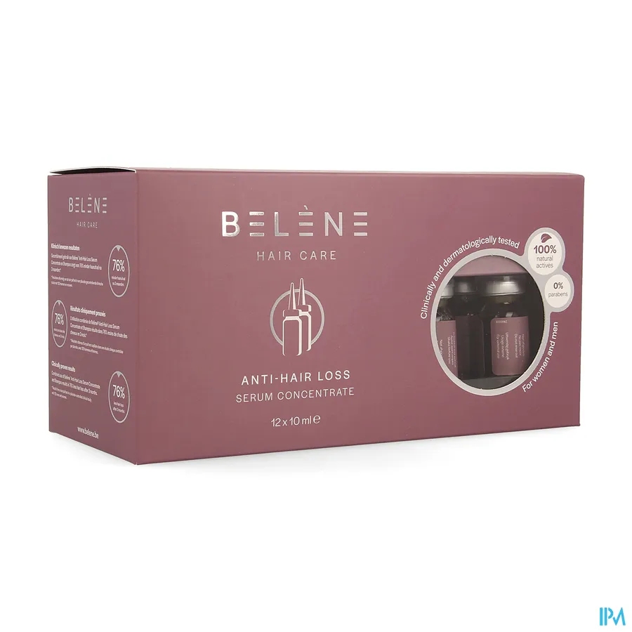 packshot van Belène Hair Care - Anti-Hair Loss Serum Concentrate voor Hulp bij Voorkomen van Haaruitval en Ondersteuning van de Haarcyclus Ampul 12 x 10 ml