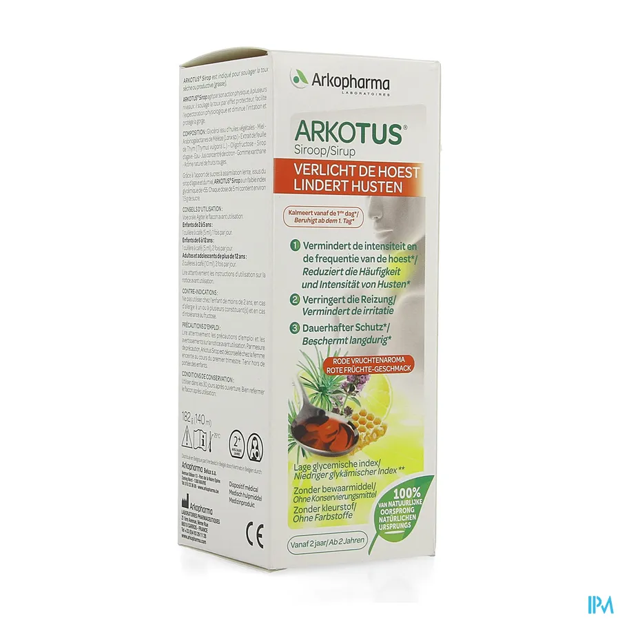 packshot van Arkotus Siroop voor Verlichting van de Droge Hoest voor 100% van Natuurlijke Oorsprong vanaf 2 Jaar 140 ml