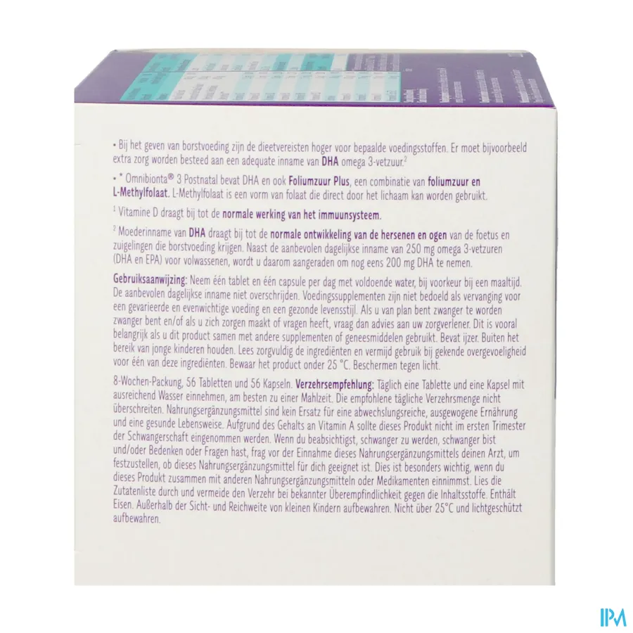 packshot van Omnibionta Postnatal 3 Borstvoeding 8 weken 56 tabletten + 56 capsules