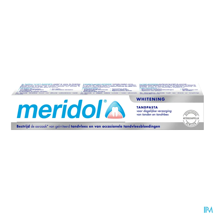 packshot van Meridol Tandpasta Whitening voor Bestrijding van de Oorzaak van Geïrriteerd Tandvlees 75 ml