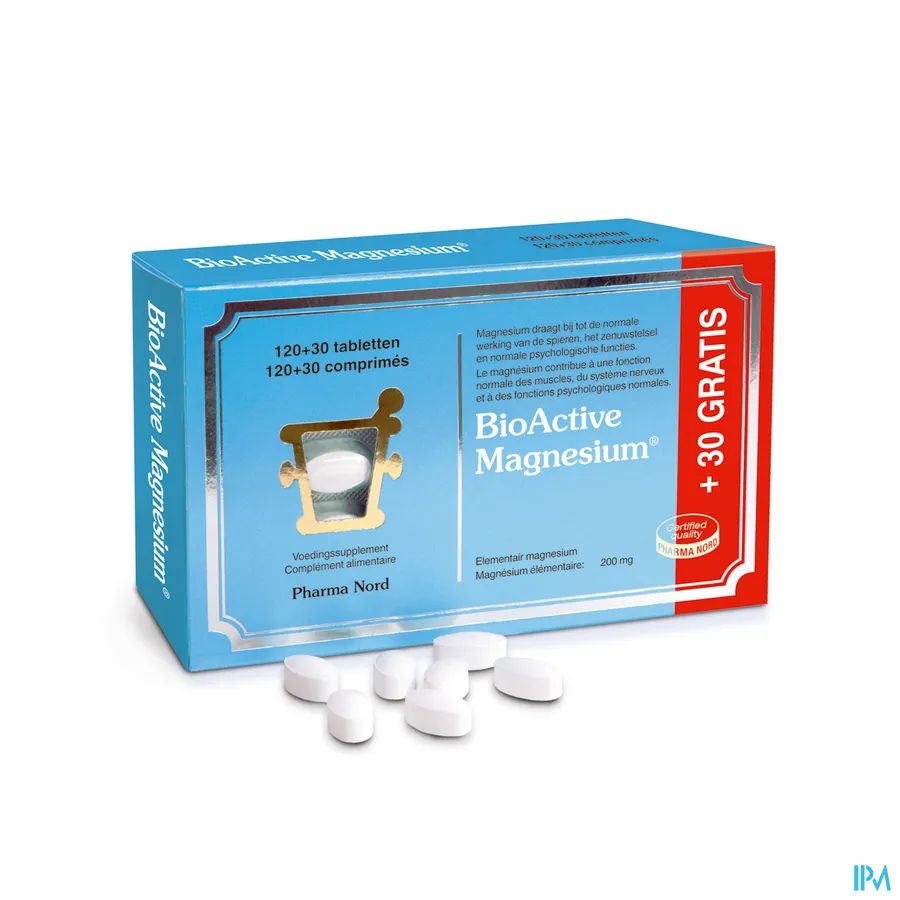 packshot van BioActive Magnesium Promopack 120 Tabletten + 30 Tabletten Gratis