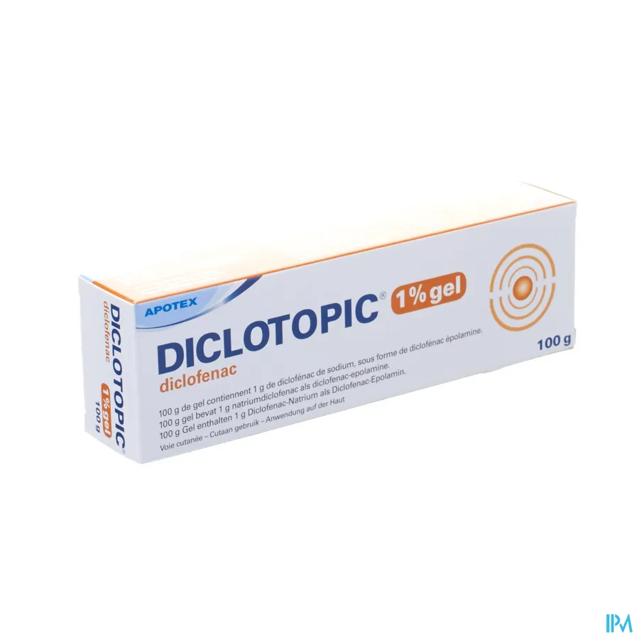 packshot van Diclotopic 1% Gel voor Verlichting van Pijn en Ontsteking Tube 100 g