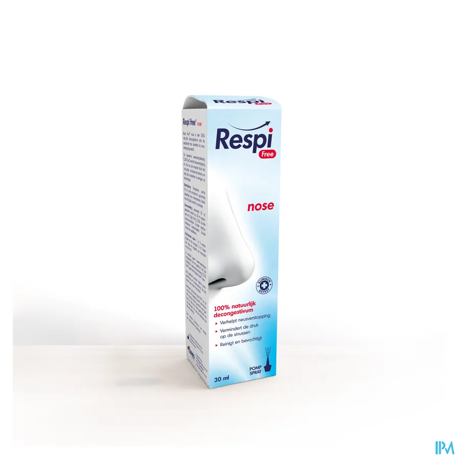 packshot van Respi Free Nose 100% Natuurlijk Decongestivum Pompspray 30 ml