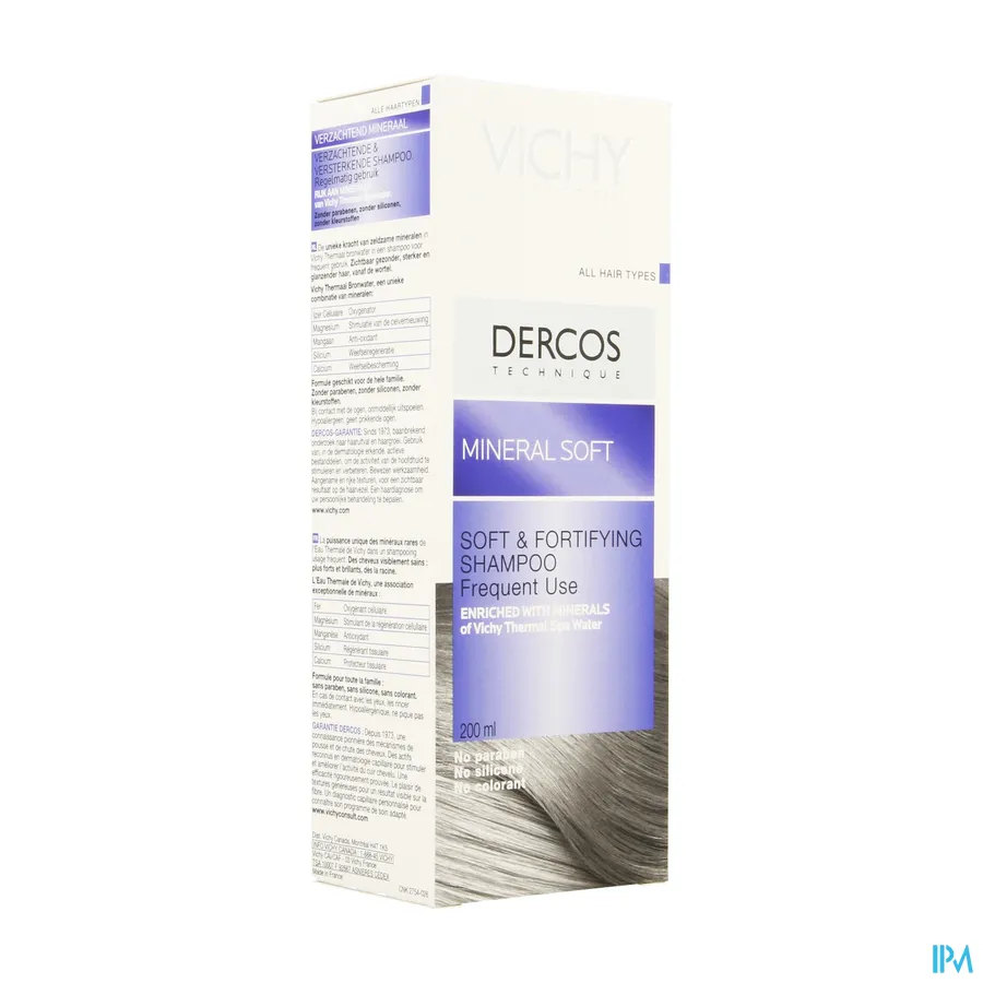 packshot van Dercos Shampoo Mineral Soft 200 ml