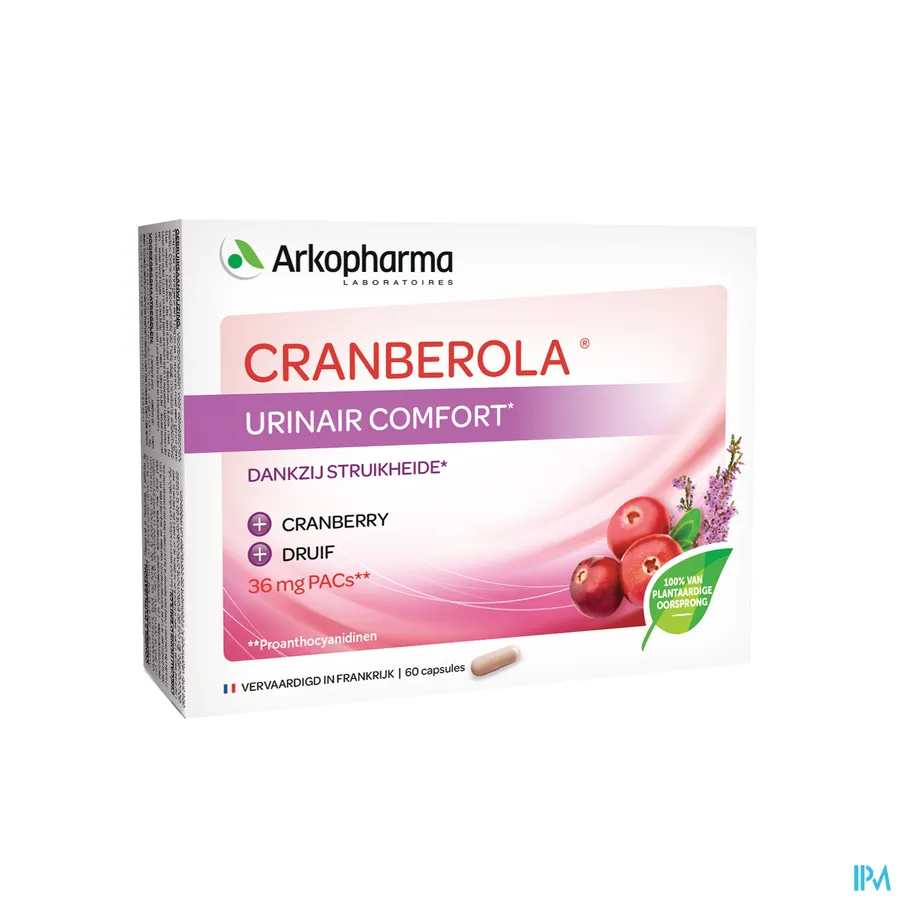 packshot van Cranberola voor Urinair Comfort 60 Capsules