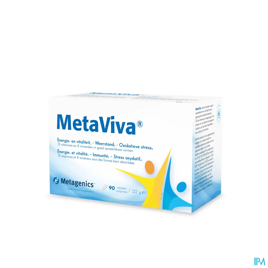 packshot van MetaViva Vitamines en Mineralen voor Energie, Vitaliteit en Weerstand en tegen Oxidatieve Stress 90 Tabletten