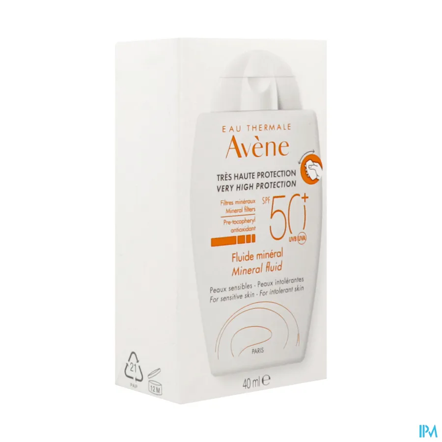 packshot van Avène Minerale Zonnefluid SPF 50+ 40 ml