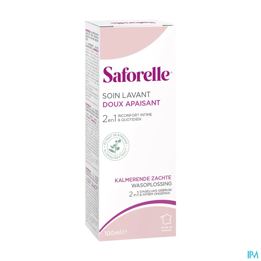 packshot van Saforelle Zachte Intieme Wasoplossing voor Dagelijks Gebruik voor Gevoelige of Geïrriteerde Huid 100 ml