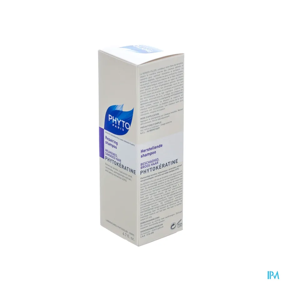 packshot van Phyto Phytokératine Herstellende Shampoo voor Beschadigd, Broos Haar 200 ml