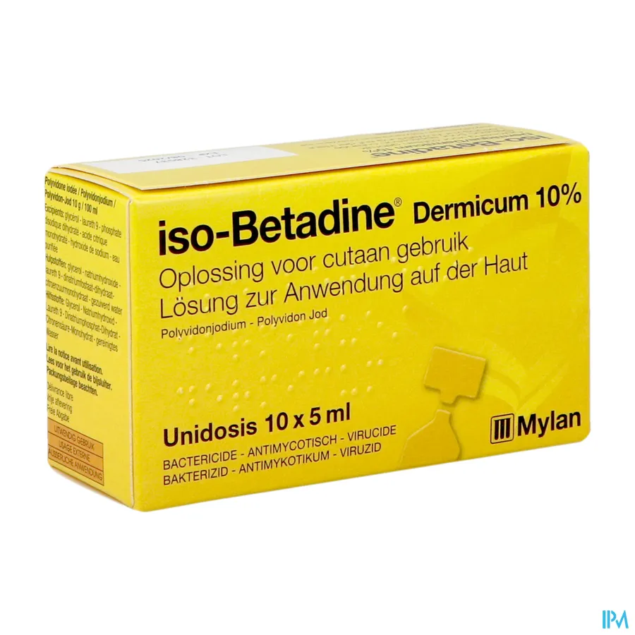 packshot van Iso-Betadine Unidose 10 x 5ml unidosis