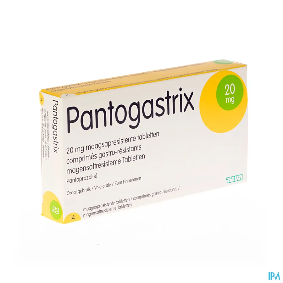 packshot van Pantogastrix bij Zure Oprispingen en Brandend Maagzuur met 20 mg Pantoprazole 14 Tabletten