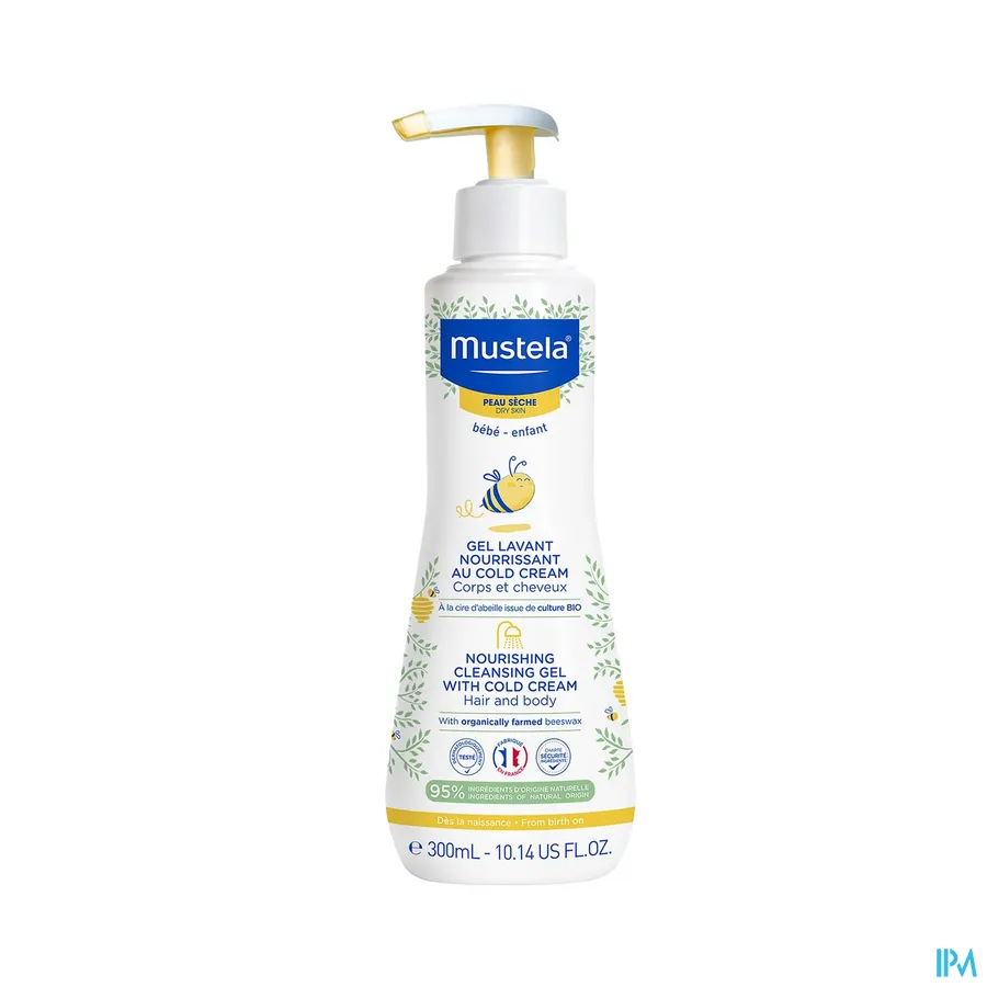 packshot van Mustela Baby en Kind Voedende Wasgel met Cold Cream voor Lichaam en Haar voor Droge Huid 300 ml