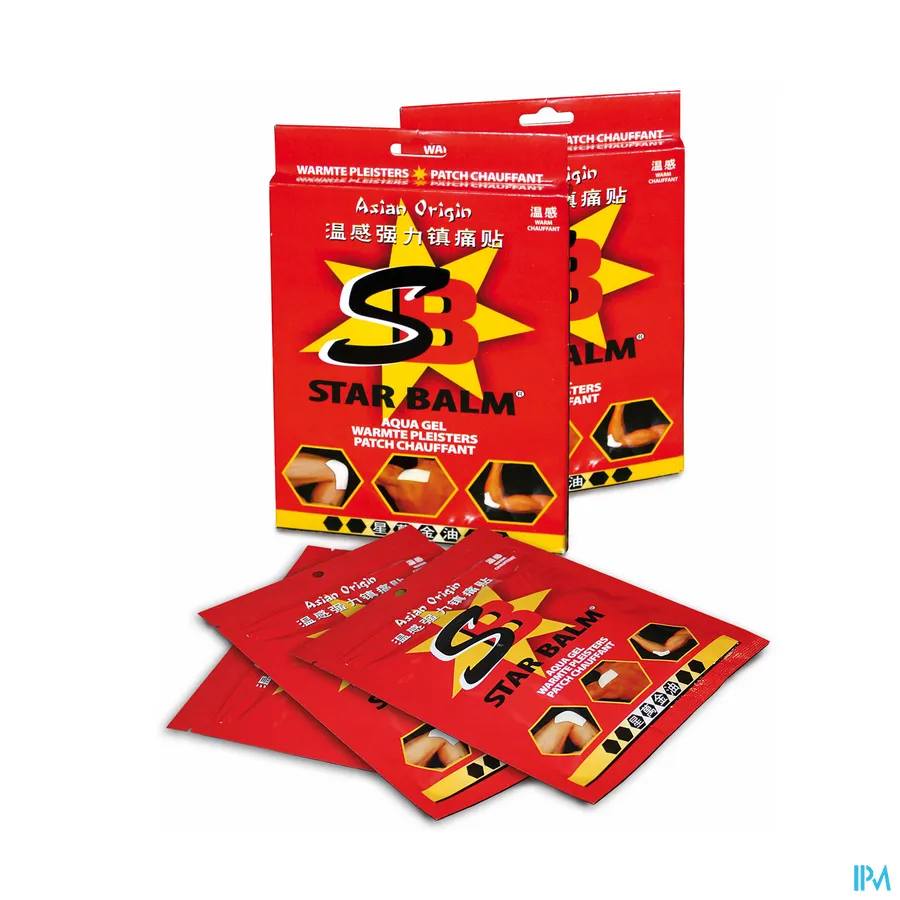 packshot van Star Balm Aqua Gel Heat Patches Verwarmende en Snel Verlichtende Warmtepleisters van 8 x 12 cm 4 Stuks