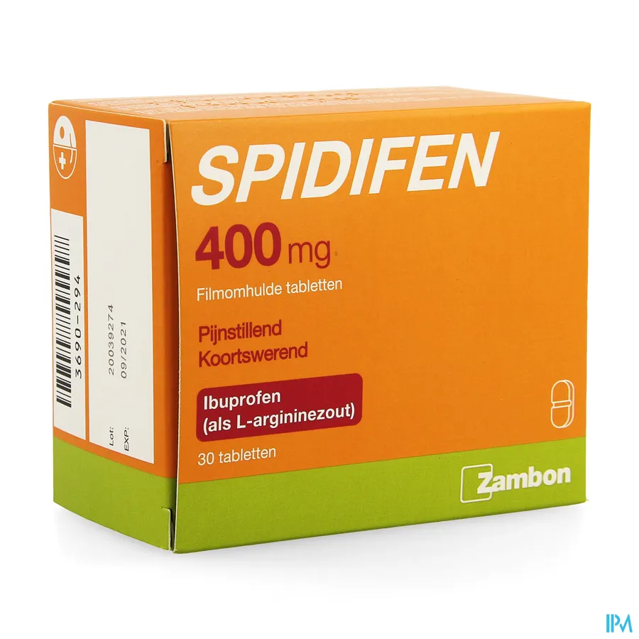 packshot van Spidifen 400mg 30 tabletten