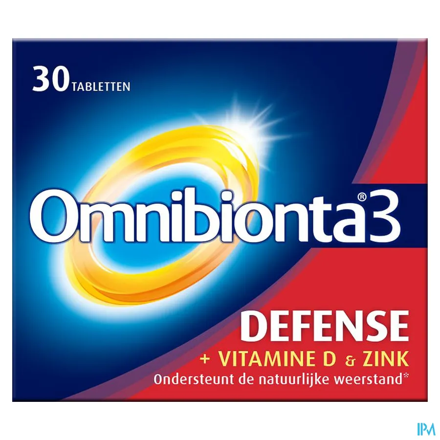 packshot van Omnibionta 3 Defense met Vitamine D en Zink voor Ondersteuning van de Natuurlijke Weerstand 30 Tabletten