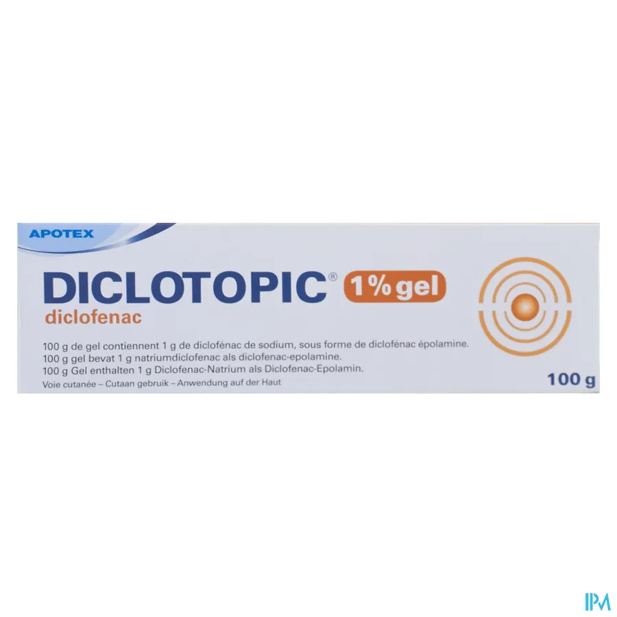 packshot van Diclotopic 1% Gel voor Verlichting van Pijn en Ontsteking Tube 100 g