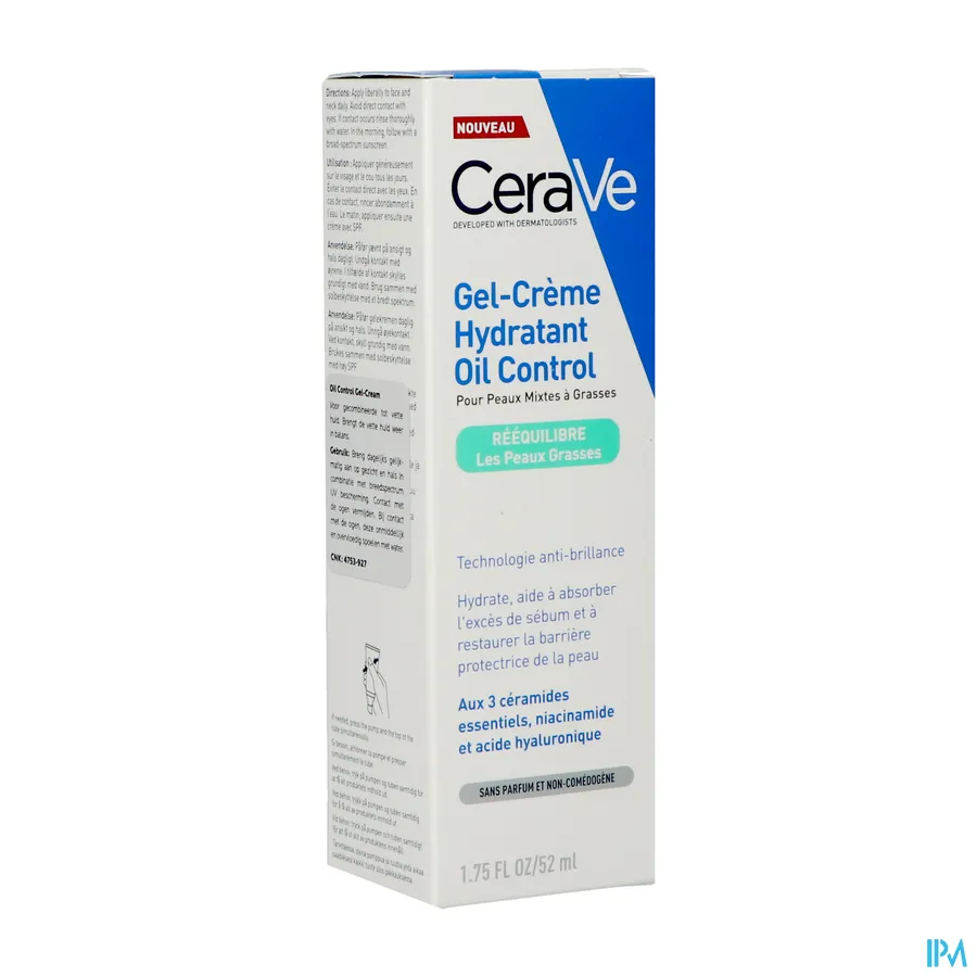 packshot van CeraVe Oil Control Hydraterende Gel-Crème 52 ml