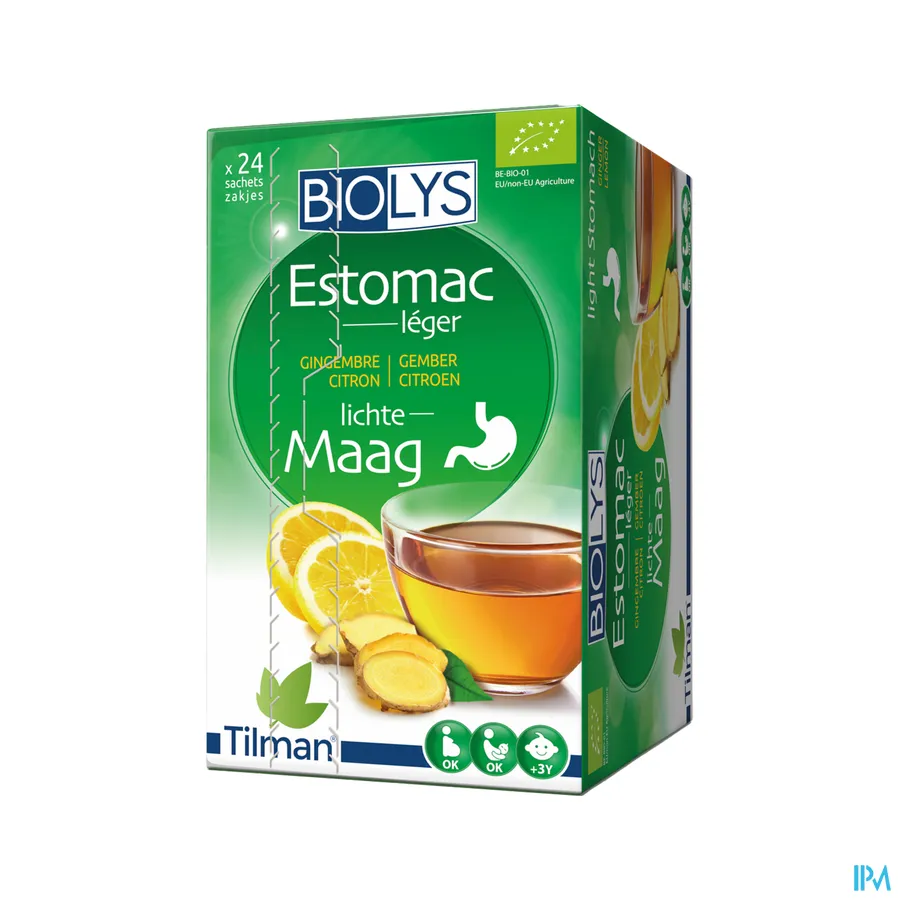 packshot van Tilman Biolys Lichte Maag Gember-Citroen 24 zakjes