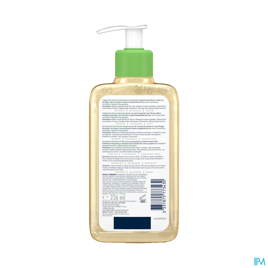 packshot van CeraVe Hydraterende Schuimende Reinigingsolie 236 ml