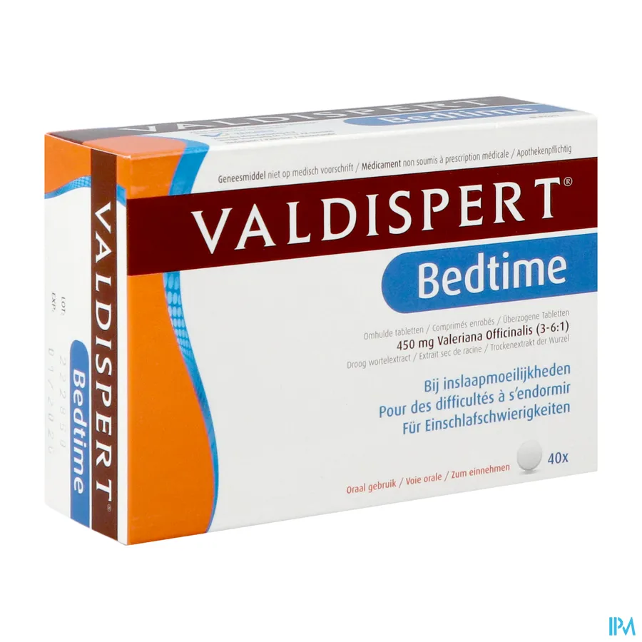 packshot van Valdispert Bedtime bij Inslaapmoeilijkheden met 450 mg Valeriaan 40 Tabletten