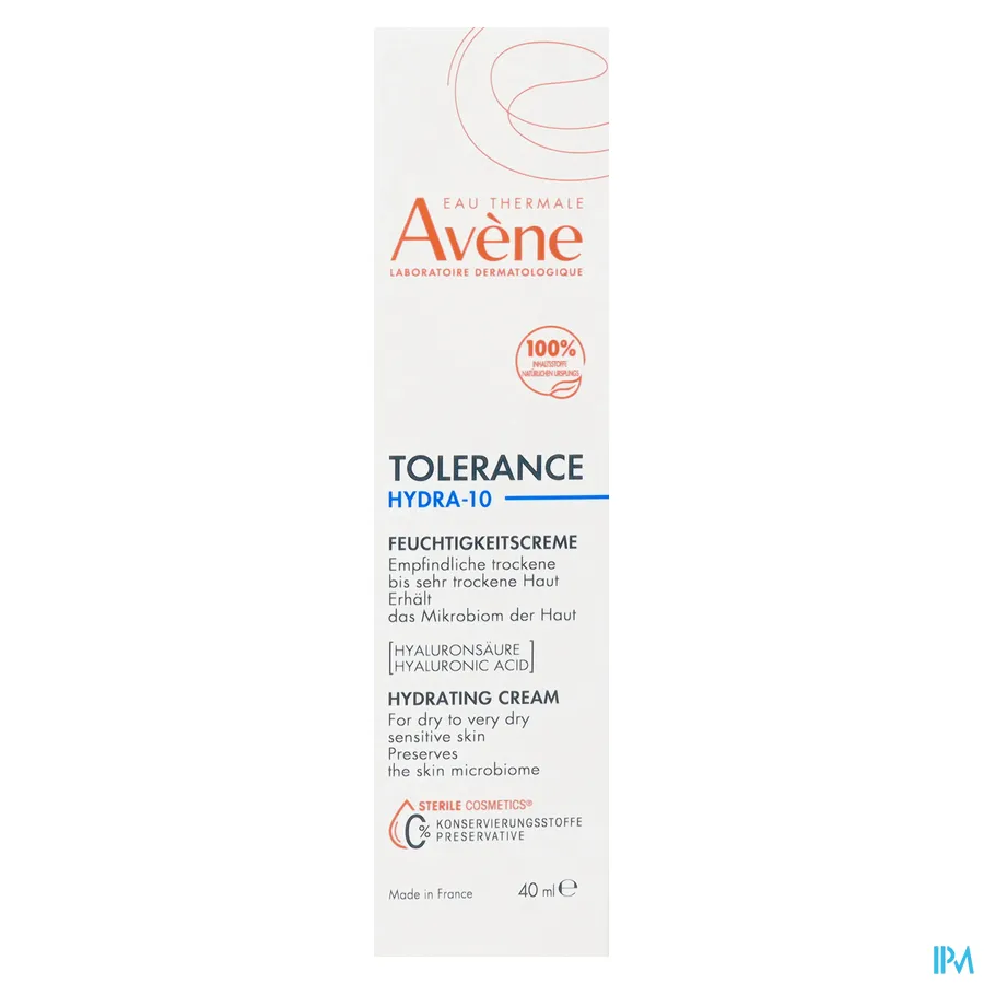 packshot van Avène Tolerance Hydra 10 Hydraterende Crème 40 ml
