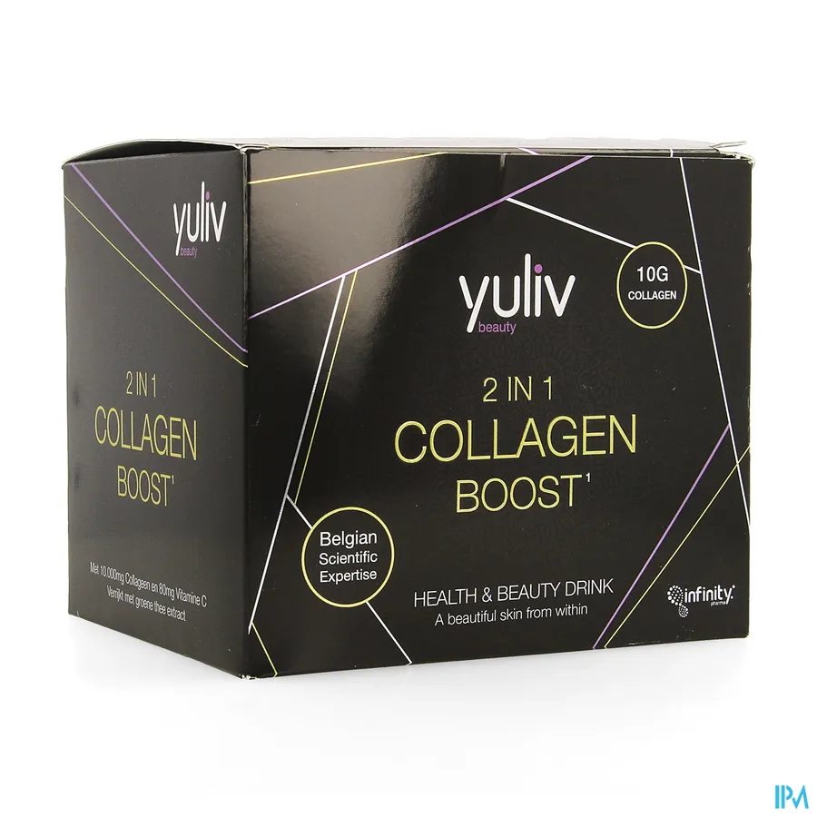 packshot van Yuliv Beauty 2-in-1 Collagen Boost -Health and Beauty Drink- met 10 gram Collageen Flesje 30 x 25 ml