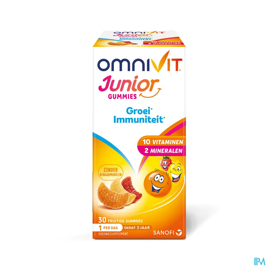 packshot van Omnivit Junior voor Groei en Immuniteit 30 Gummies met Lekkere Fruitsmaak