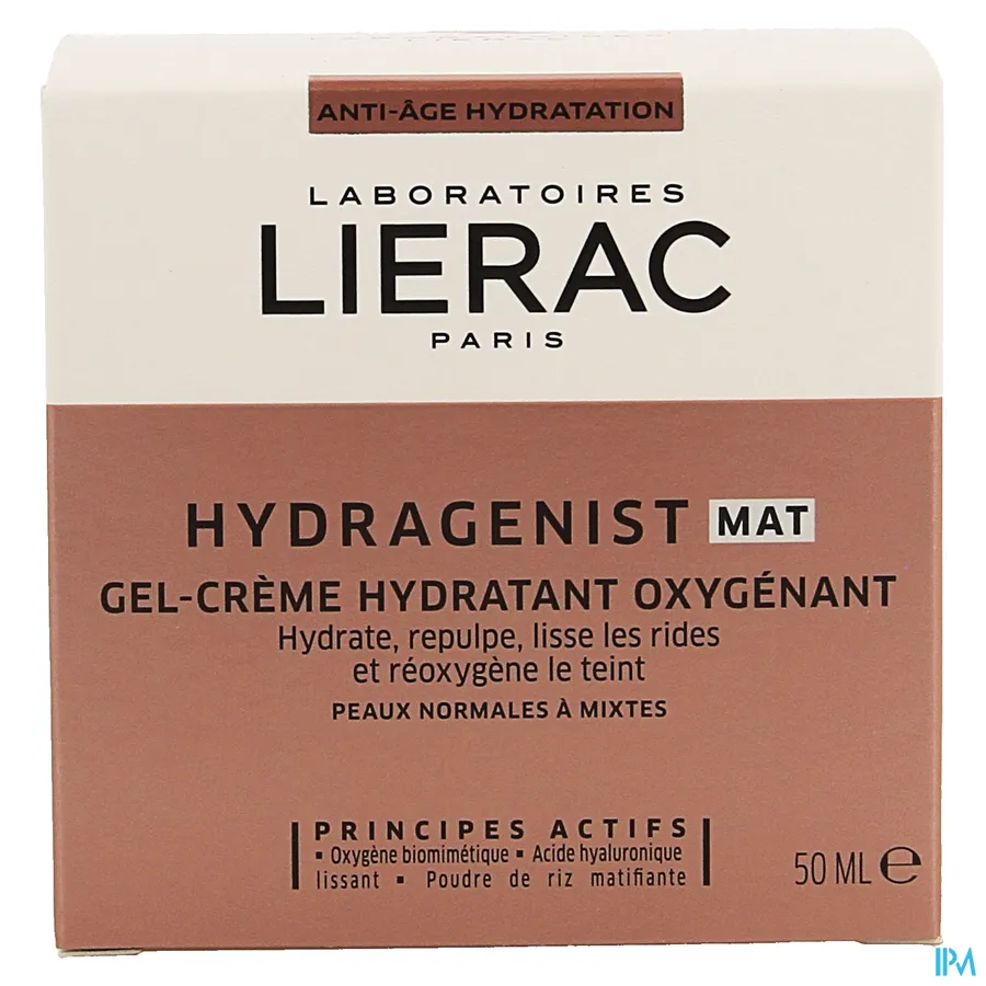 packshot van Lierac Hydragenist Gel-Crème Hydratant Hydraterende Gel-Crème voor Extra Zuurstof en Vollere Huid voor Normale tot Gemengde Huid Pot 50 ml
