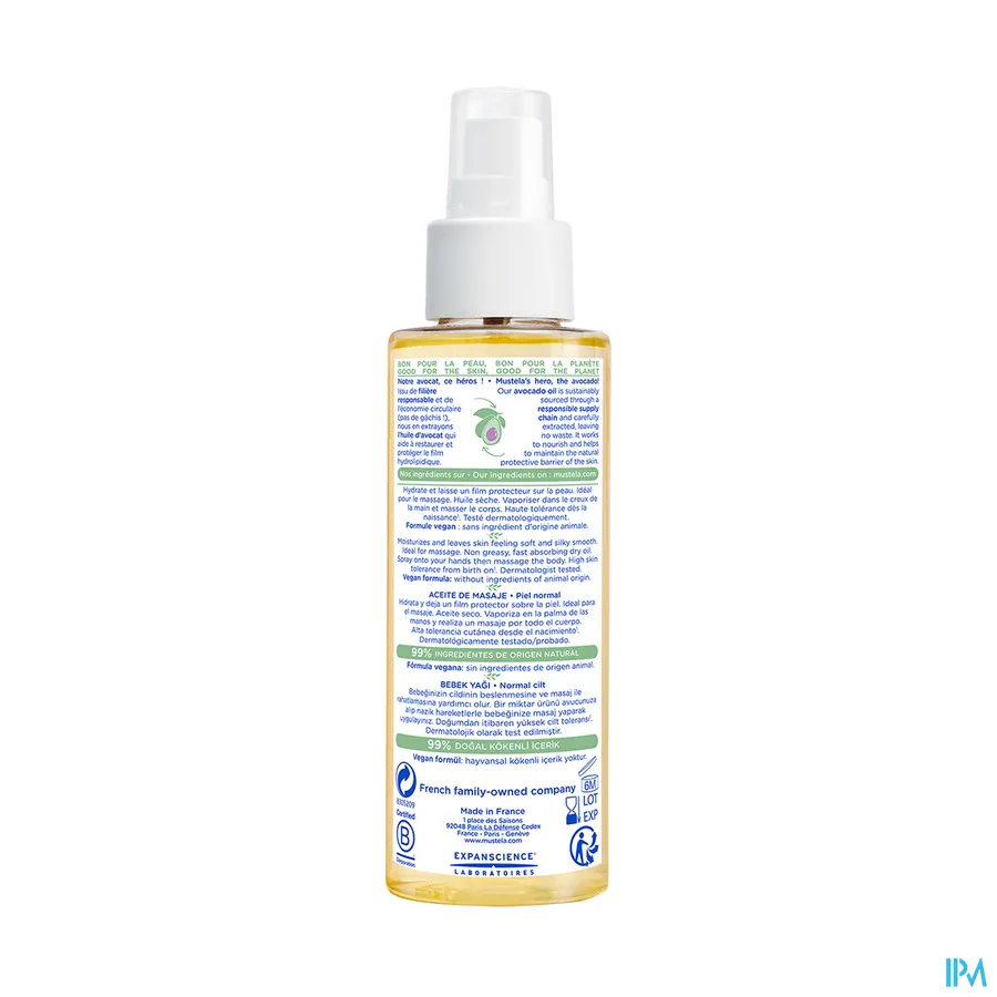 packshot van Mustela Baby en Kind Massage-Olie voor Normale Huid 100 ml