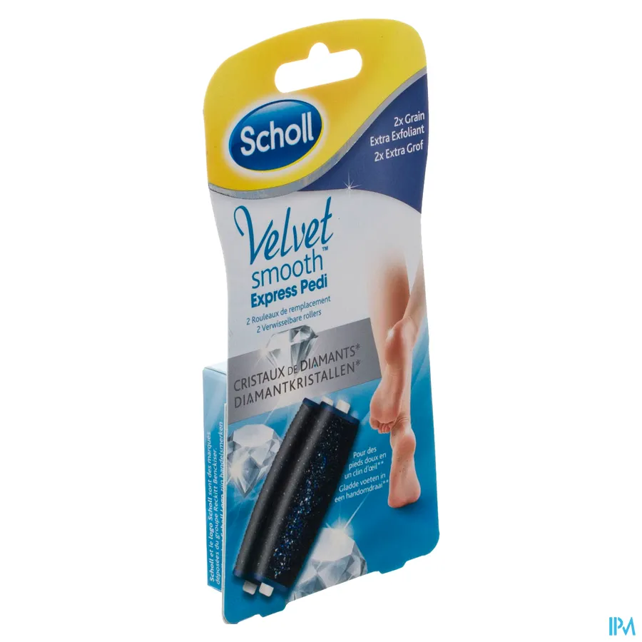 packshot van Scholl Velvet Smooth Express Pedi Verwisselbare Roller Extra Grof 2 Stuks