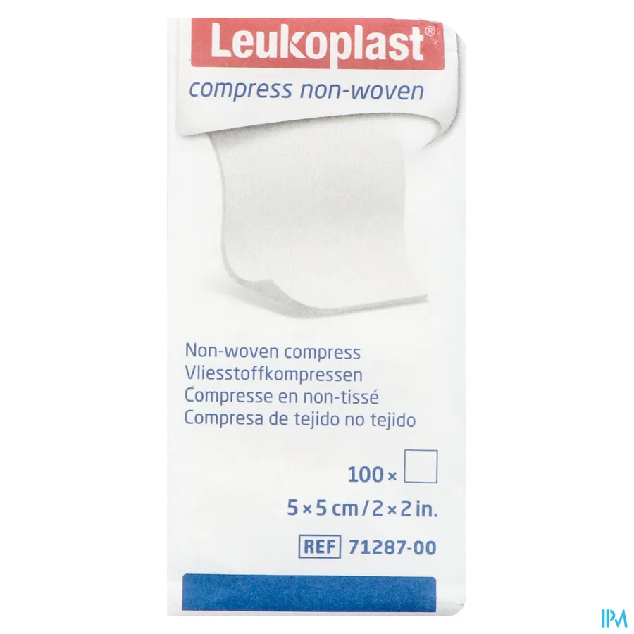 packshot van Leukoplast Compress N/woven N/st. 5cmx5cm 100