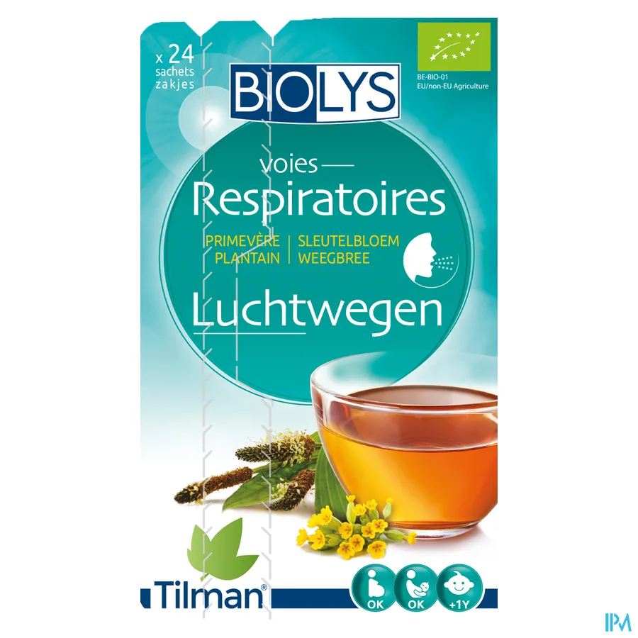packshot van Tilman Biolys Luchtwegen Sleutelbloem-Weegbree 24 zakjes