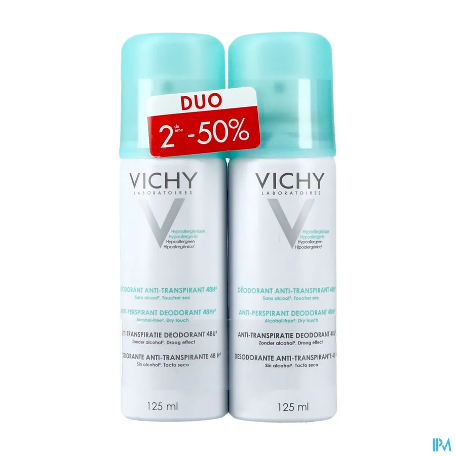 packshot van Vichy Deo Aerosol Anti-Transpirant 48u Duo Promo* 2 x 125 ml