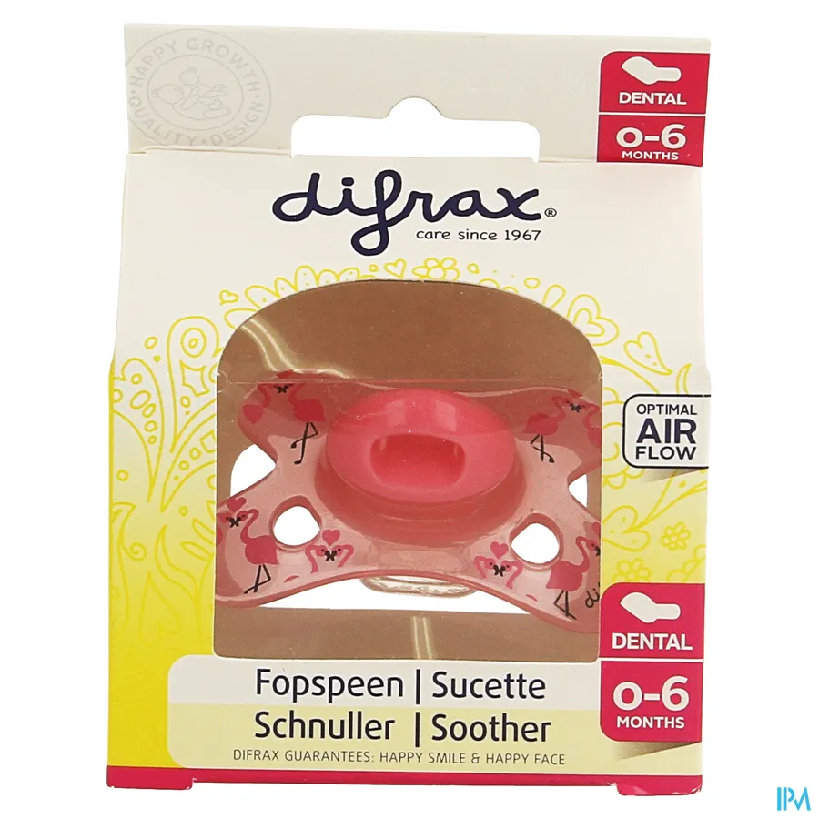 packshot van Difrax Fopspeen Sil Mini-Dental Girl 0-6m