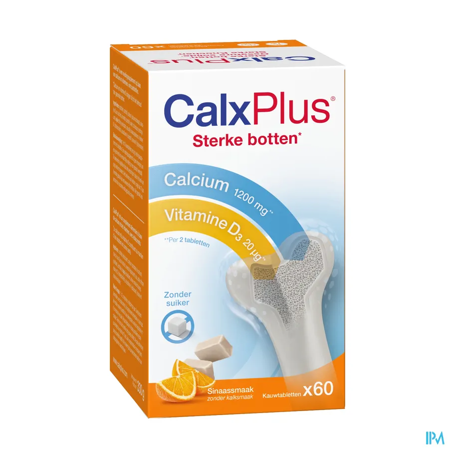 packshot van Calx Plus Sinaasappel 60 Kauwtabletten
