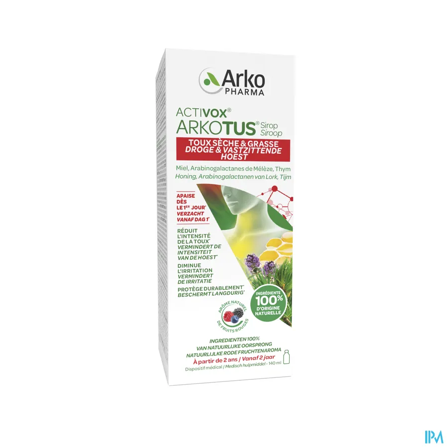 packshot van Arkotus Siroop voor Verlichting van de Droge Hoest voor 100% van Natuurlijke Oorsprong vanaf 2 Jaar 140 ml