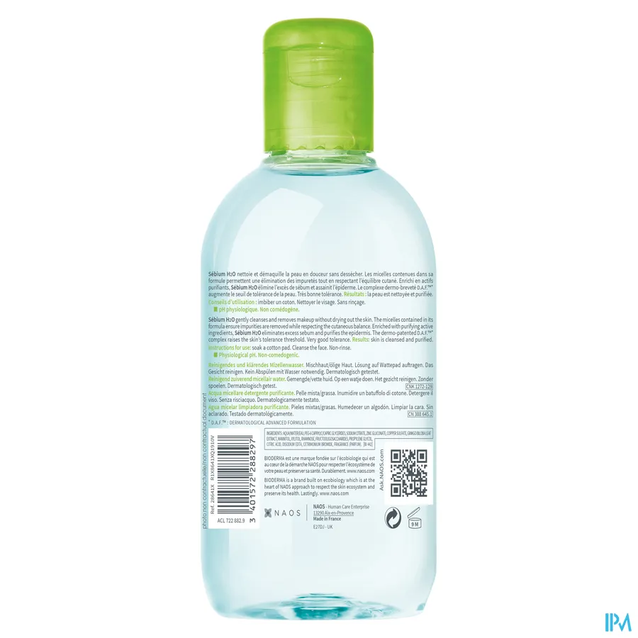 packshot van Bioderma Sebium H2O Micellaire Oplossing 250 ml