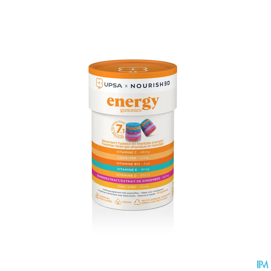 packshot van Upsa Nourished Energy Gummies 30