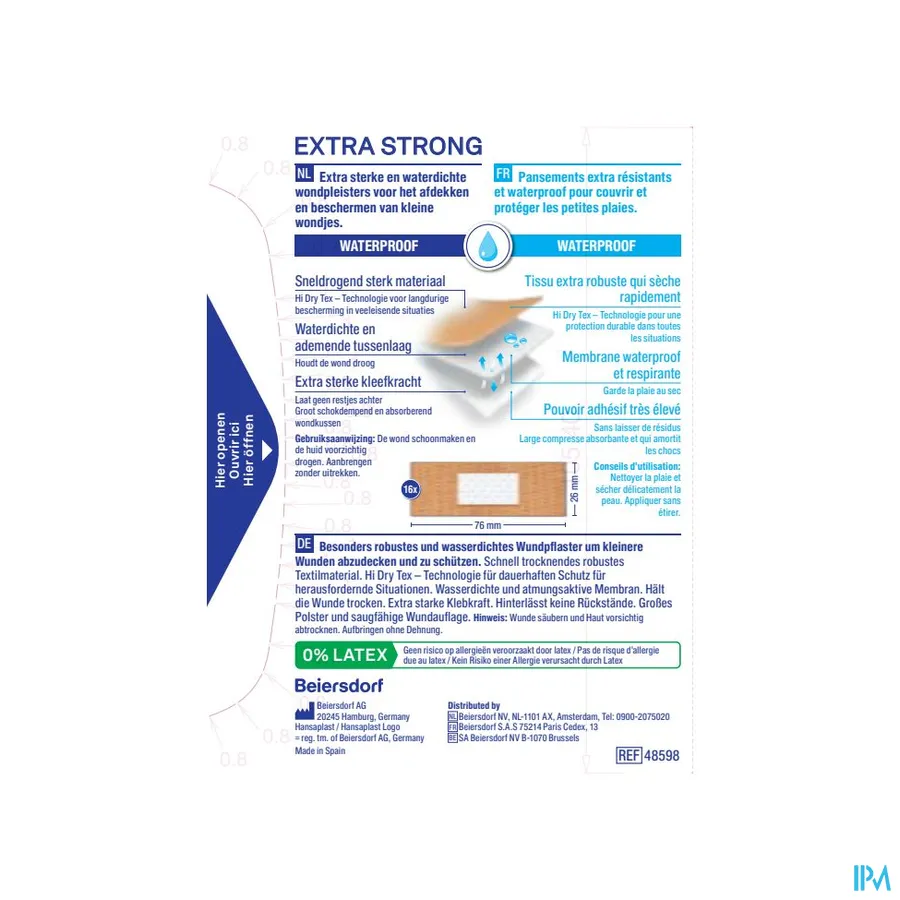 packshot van Hansaplast Pleister Extra Strong Waterproof 16 Strips